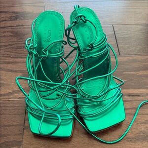 ASOS Emerald Green Strappy Lace-Up Heeled Sandals